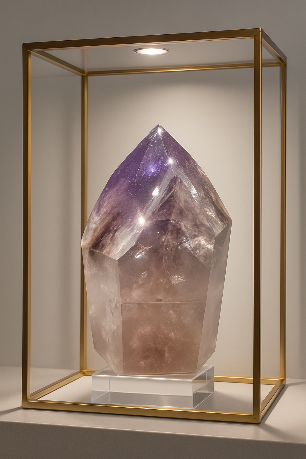 Fluoreszierende Ametrin-Phantomspitze aus Brasilien – 9 cm Kristall mit Amethyst, Citrin, Regenbogen & UV-Effekt, 328 g