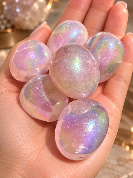 Angel Aura Trommelstein aus Rosenquarz 💕