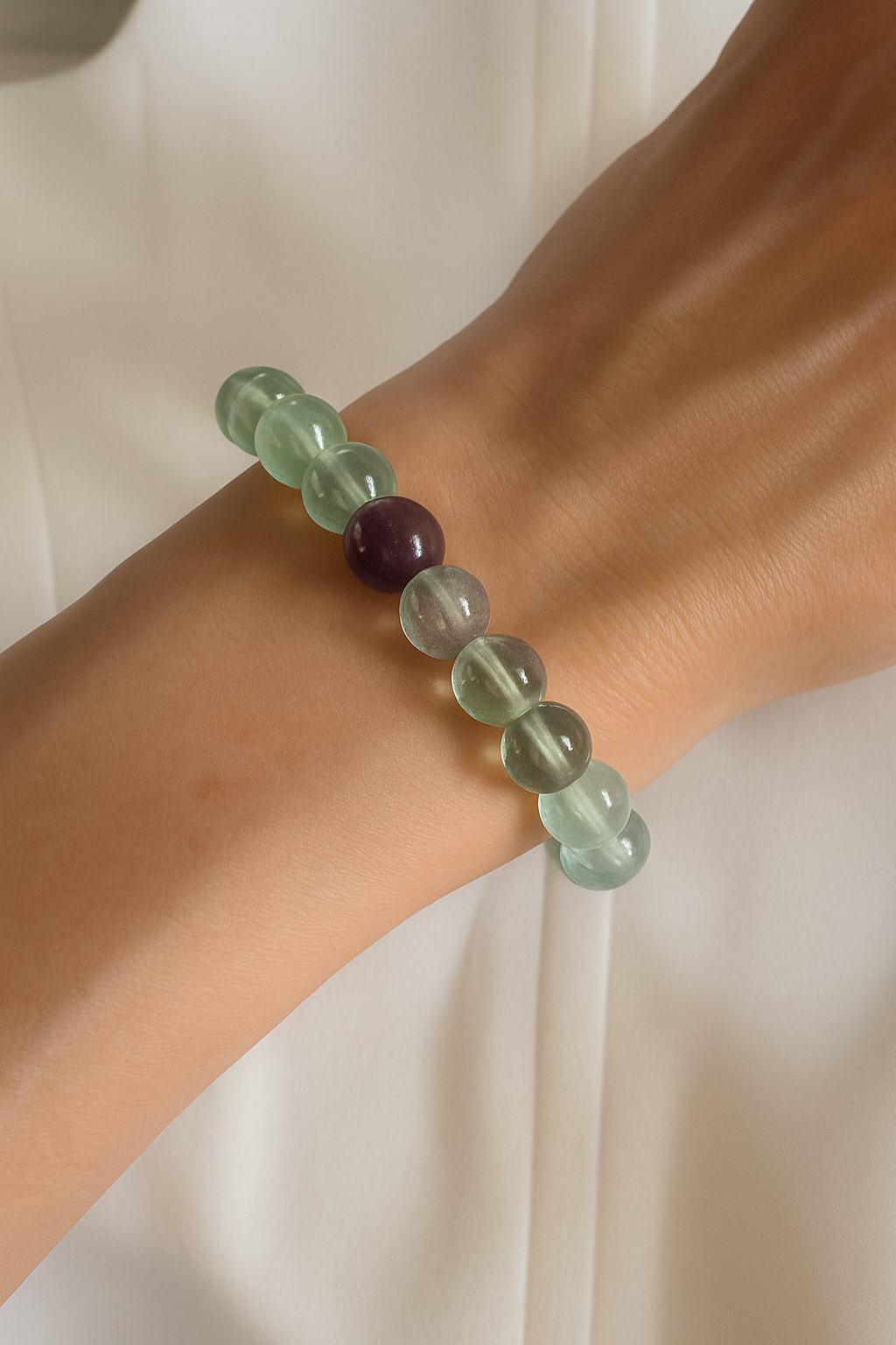 Fluorit Armband 19 cm – Kristallarmband für Fokus, Reinigung & innere Klarheit 💜