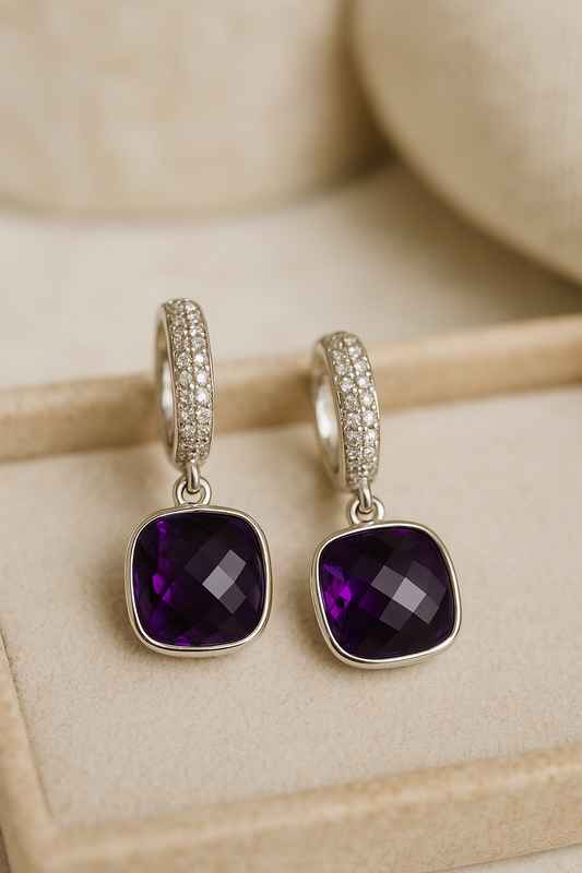 Amethyst Ohrringe 925 Sterling Silber – Edelstein Schmuck