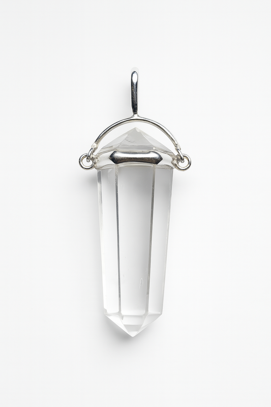 Bergkristall Anhänger 925 Silber – klare Spitze mit Regenbogen & starker Energie