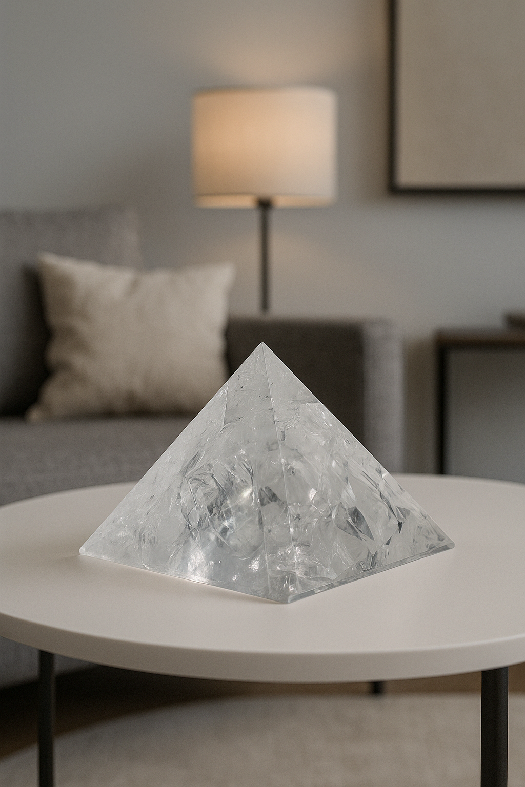 Riesige Lemurian-Kristallpyramide mit Regenbogen aus Brasilien
