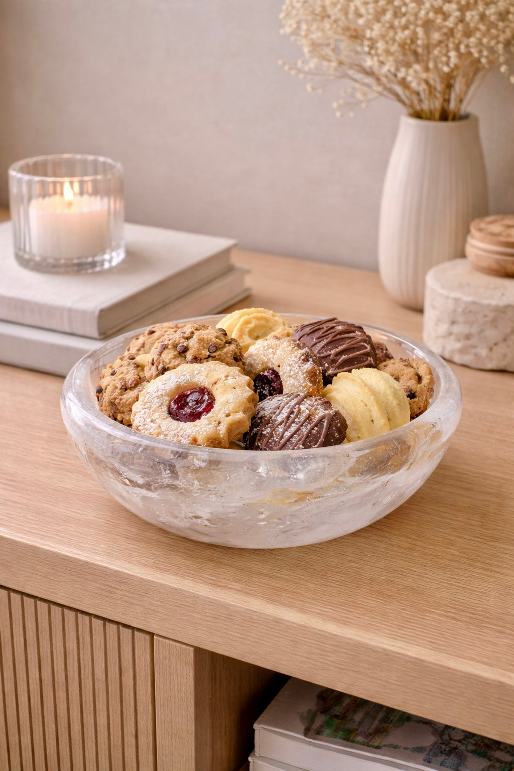 Extraklare Bergkristallschale – Handarbeit mit Göthit-Limonit-Einschlüssen 12,4 cm