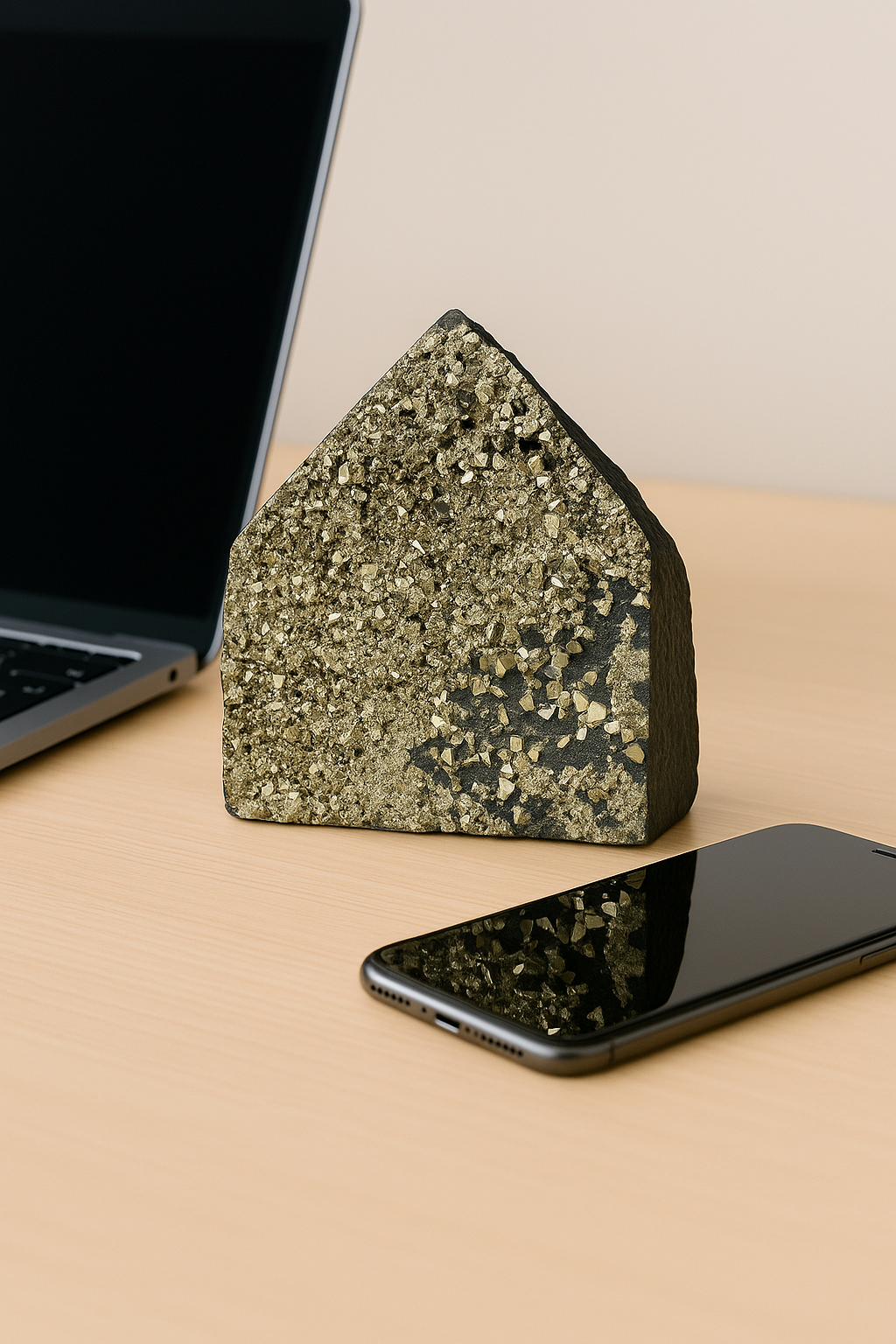 Schungit-Pyramide mit Pyrit Kristallen – 7 cm, 199 g – Schutz & Glück, energetischer Ausgleich, Unikat aus Brasilien
