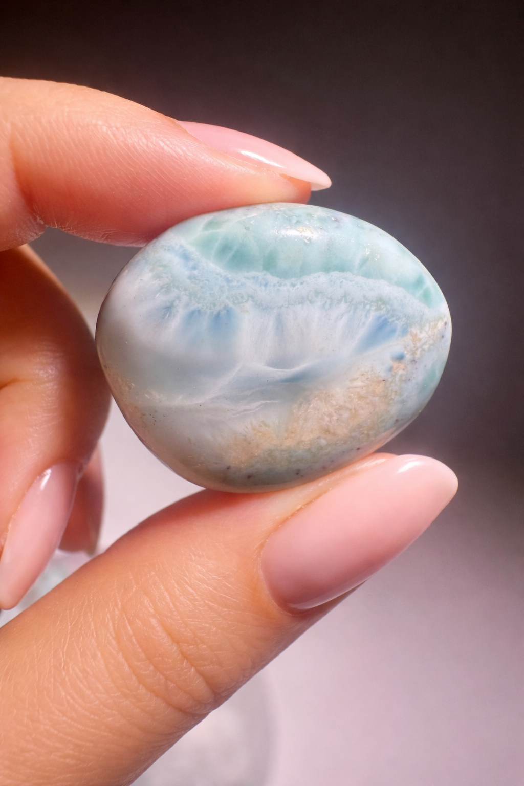 Pietre a tamburo Larimar 2,8–3 cm – Pietra preziosa caraibica rara