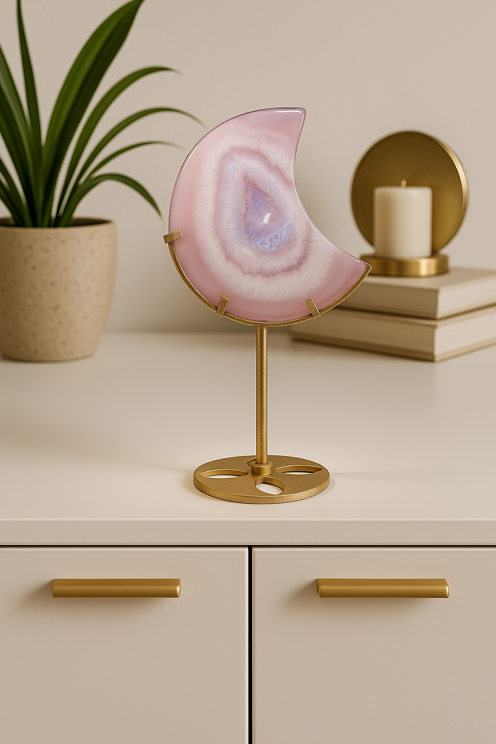 Wunderbarer Achat Mond inkl. goldenem Ständer 💖