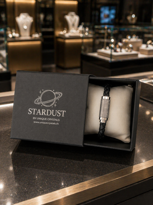 Meteoriten Lederarmband 21 cm mit Muonionalusta Meteorit – Titan Designverschluss