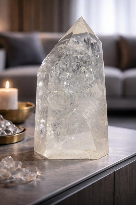 Riesige Bergkristallspitze mit Regenbogen | 6,95 kg, 35cm | Brasilien