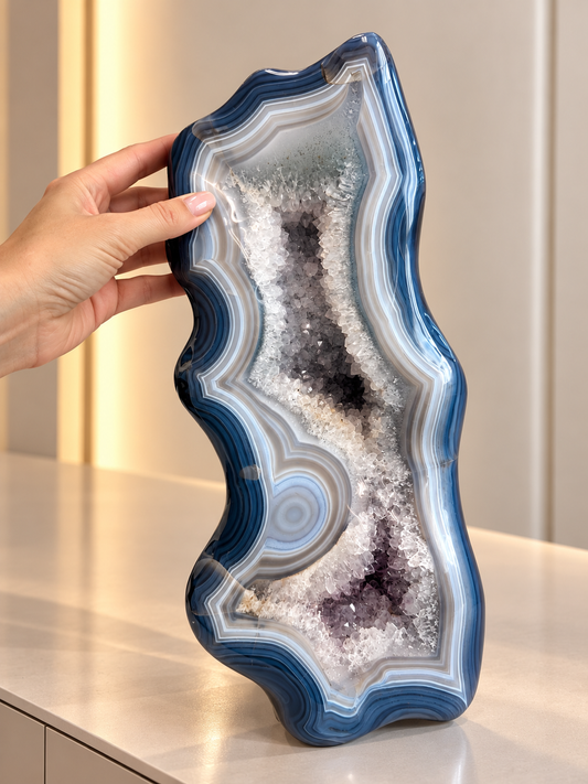 Achat Kristall Freiform-Skulptur XXL aus Uruguay, 35 cm, 12 kg