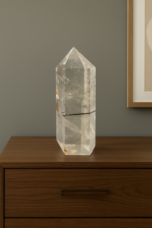 Exklusive klar Quarz Spitze mit Turmalin aus Brasilien - 15cm, 531g