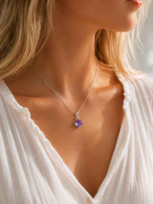 Amethyst Anhänger 925 Silber oder vergoldet, AAA Qualität, facettiert 0,6 cm