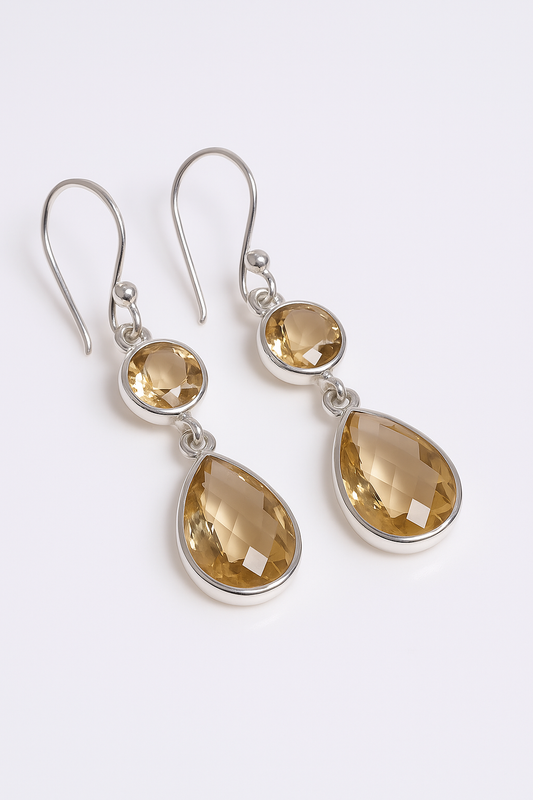 Citrin Ohrhänger 4.5 cm | 925 Silber Ohrringe mit extraklarem Citrin | 1A-Qualität Edelsteinschmuck