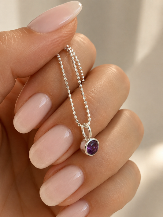 Amethyst Mini-Anhänger 925 Silber, Geburtsstein Februar