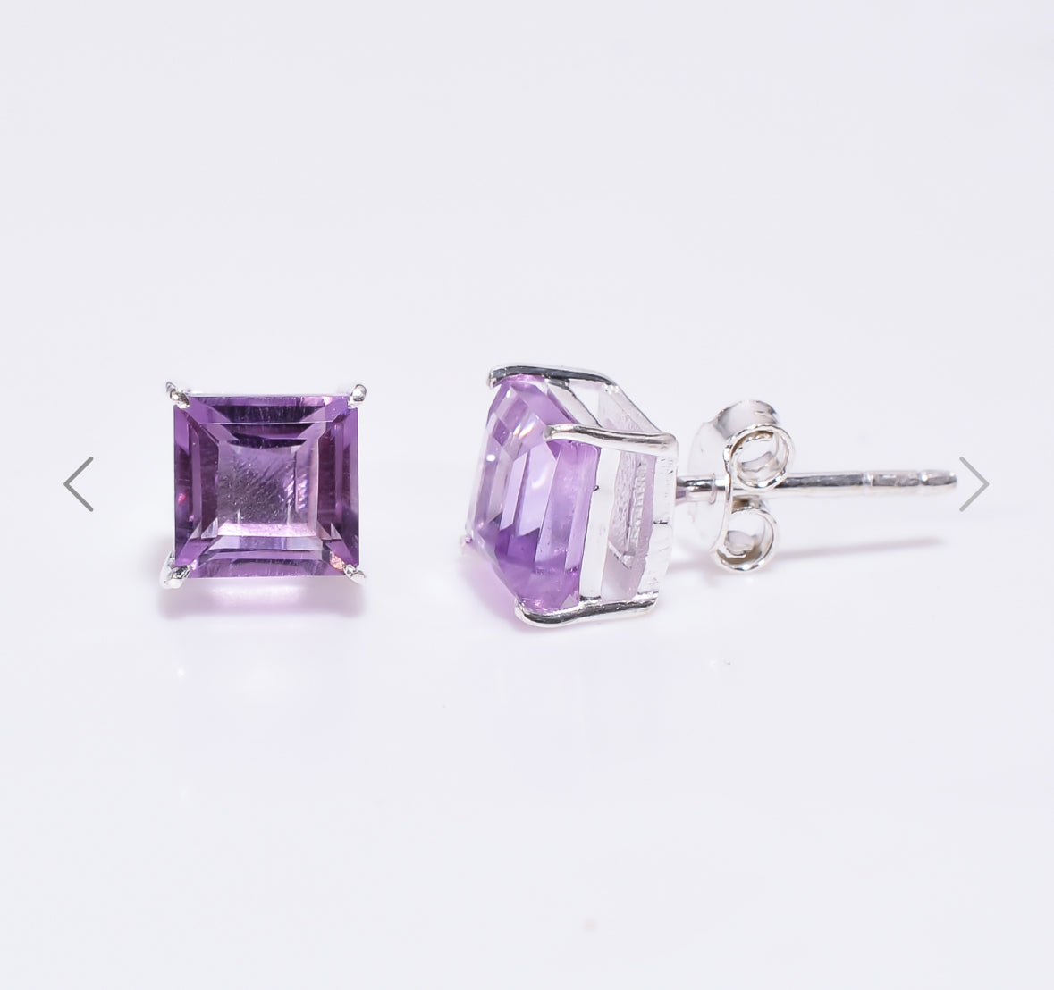 Amethyst Square Ohrstecker 6x6 mm aus 925 Sterling Silber