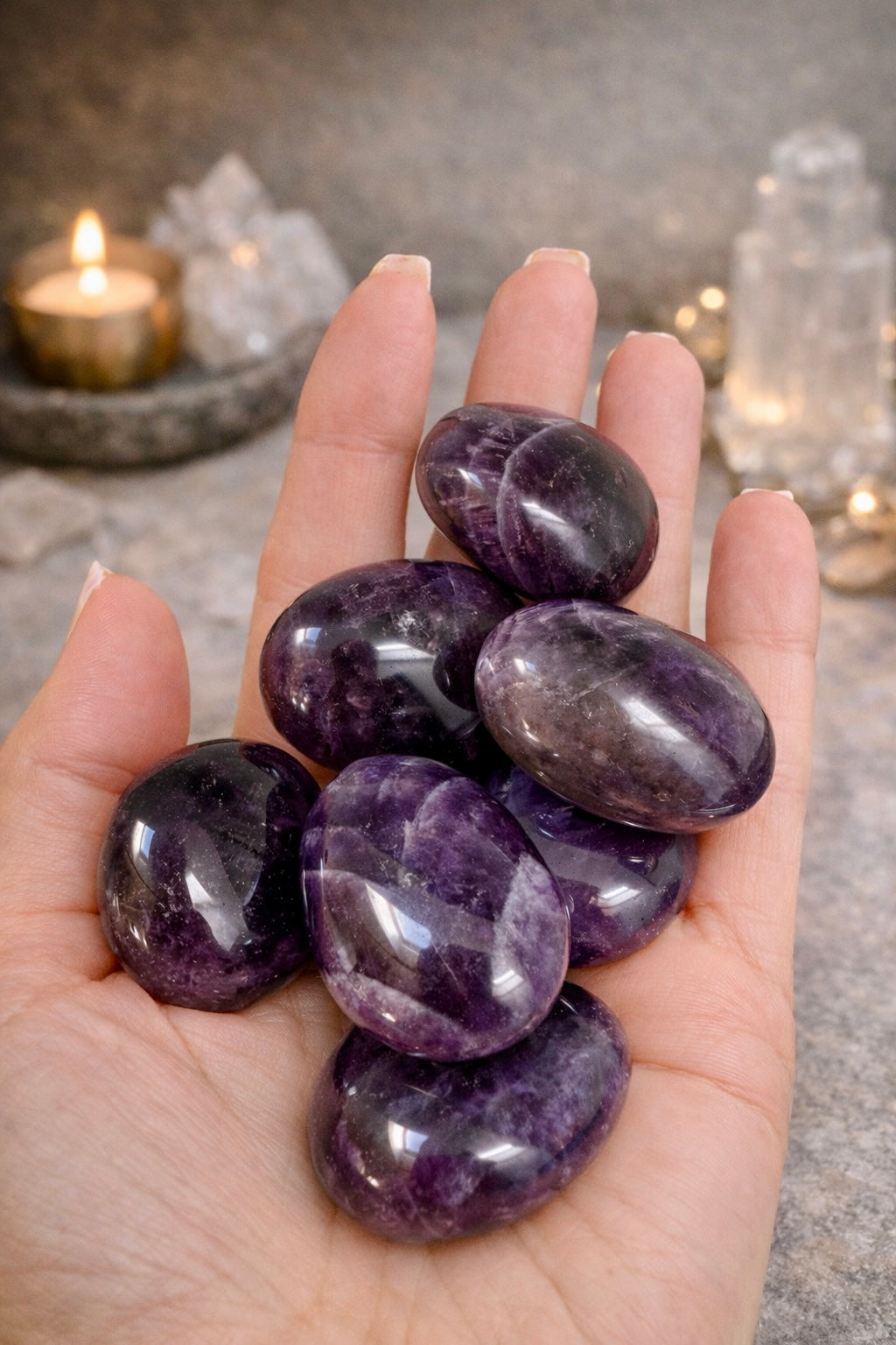 Amethyst Trommelstein 3 cm Premium-Qualität – violetter Quarz Naturstein