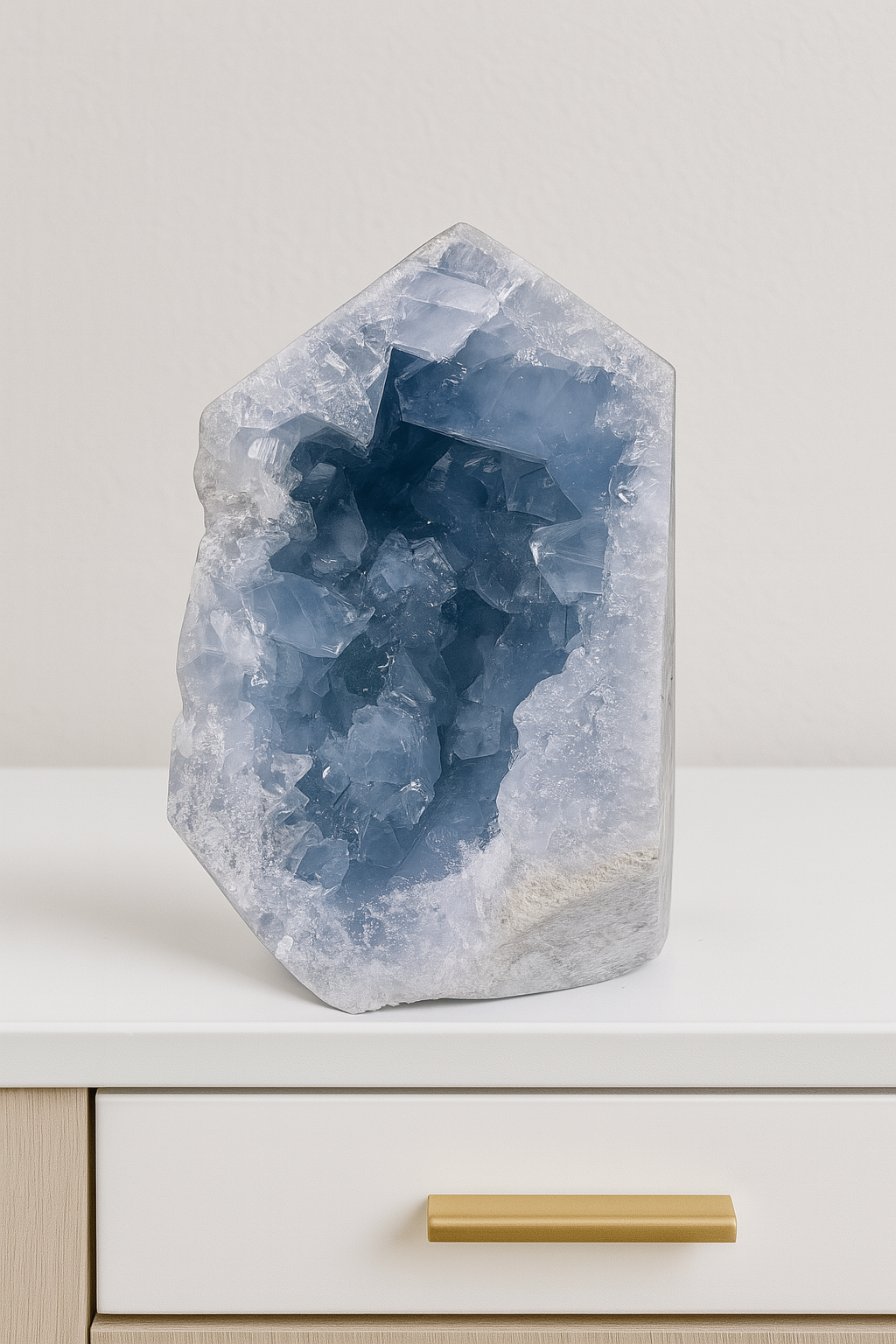 Celestin Kristallspitze aus Madagaskar, 1A Qualität, klare hellblaue Spitzen