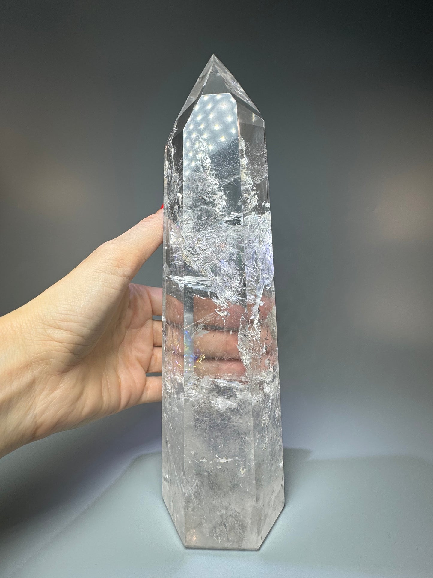 Bergkristall Spitze 26 cm 1.69 kg | extra klarer Quarz aus Brasilien | High-Quality Kristall
