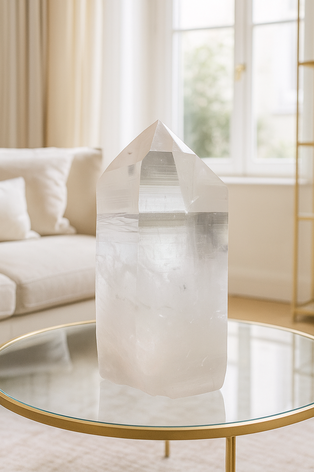 Extragrosse klare Lemurian Kristall Spitze 23,5 cm – 3,89 kg naturbelassenes Unikat aus Brasilien