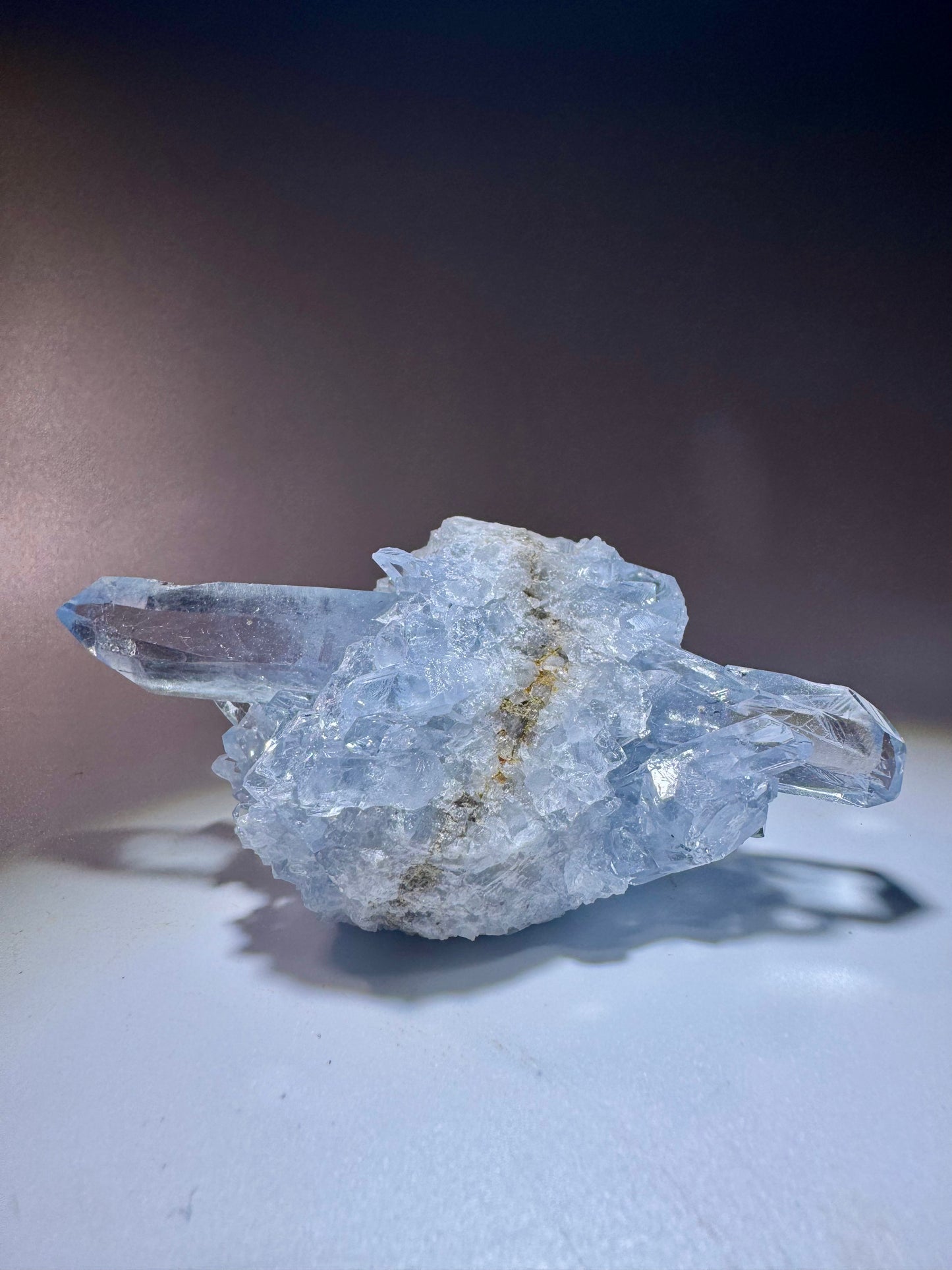 Celestin Stufe mit langen, klaren Kristallspitzen – 7,8 cm – aus Madagaskar