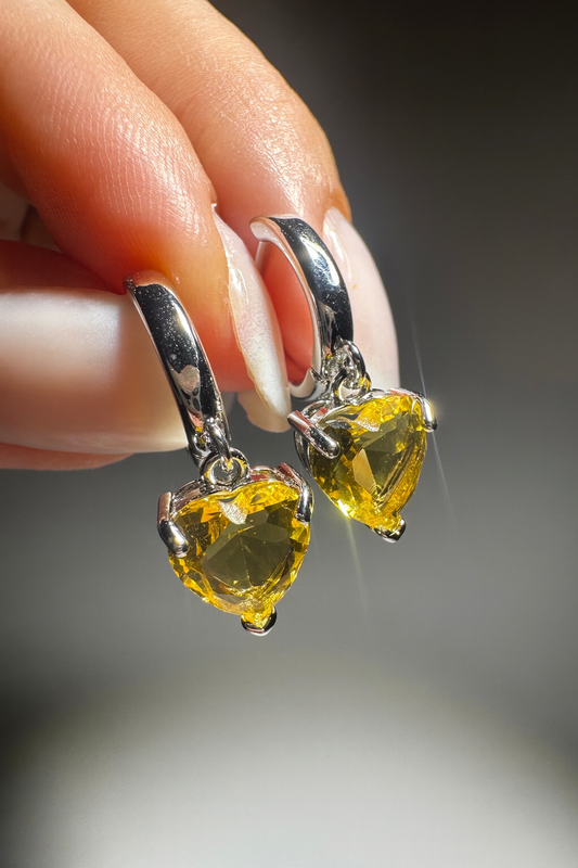 Citrin Herzohrringe 925 Sterling Silber