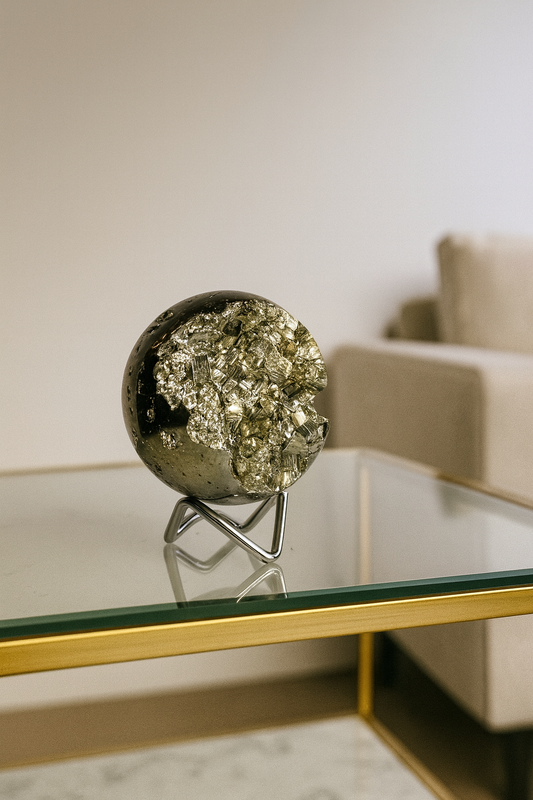 Pyrit Kugel (extra Goldglanz & grosse Kristalle) - 8cm, 1.19kg