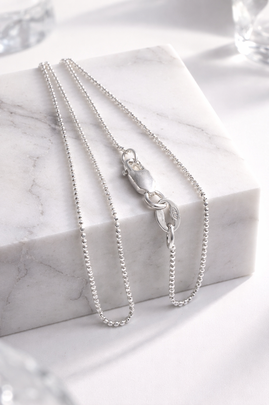 Diamond-cut ball chain made of 925 silver – Sparkling necklace