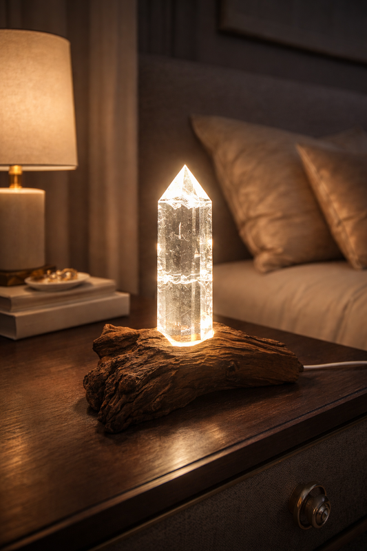 Exklusive Bergkristallspitze aus Brasilien mit Kristall-Beleuchtung | Unique Crystals