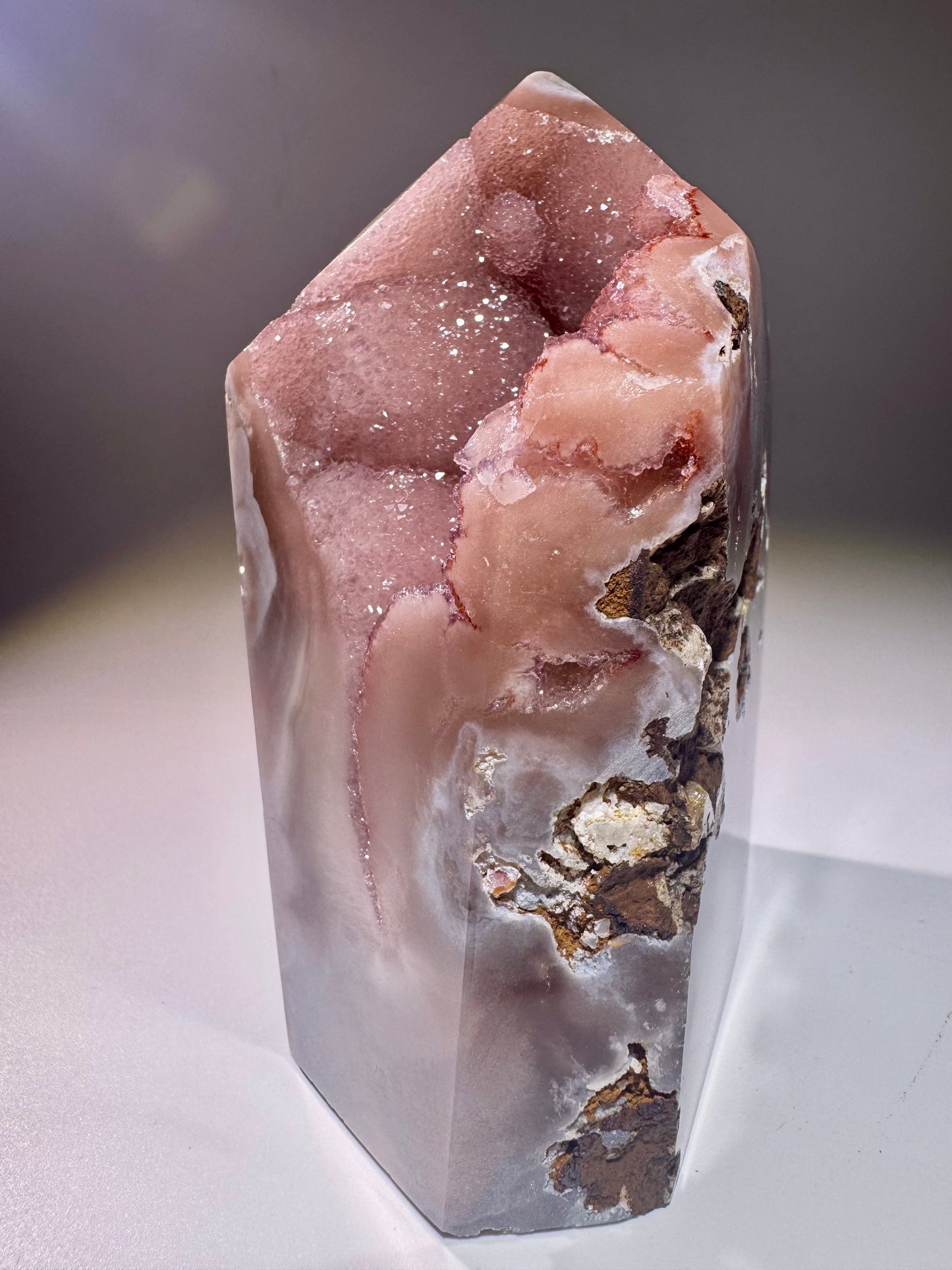 Exklusiver Edelstein-Turm 12,5 cm – Pinker Amethyst aus Brasilien, 1 kg