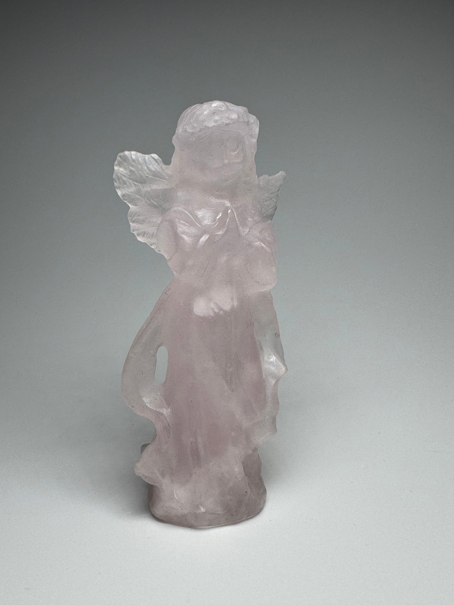 Exklusiver Rosenquarz-Engel â Ice QualitĂ€t, handmade
