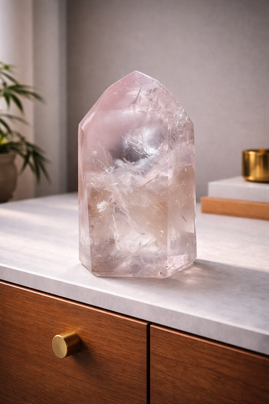 Pink Lithium Phantom Kristall 11,6 cm – Seltenes Einzelstück in Museumsqualität (614 g)