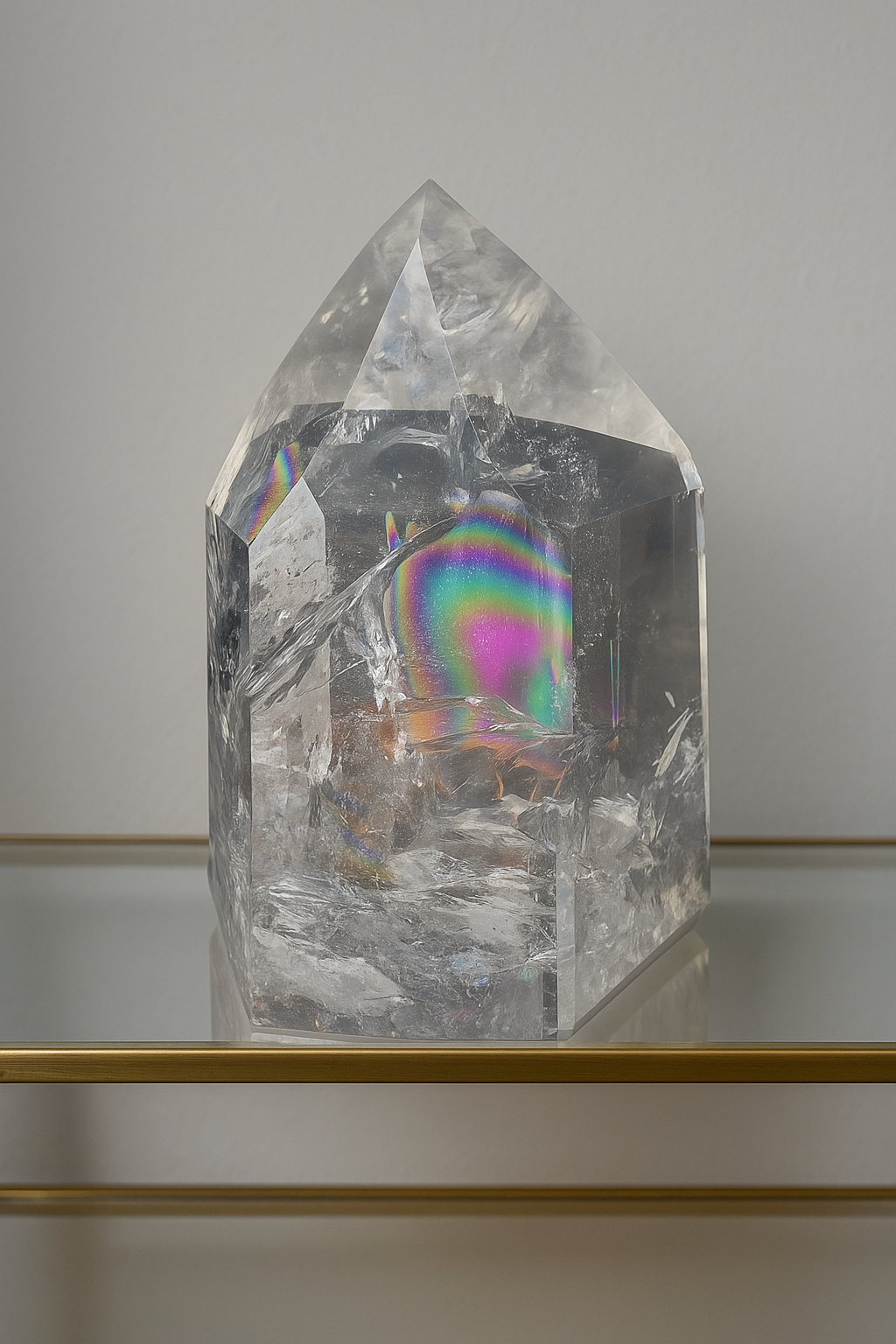Lemurian Bergkristallspitze 9,7 cm – 460 g 🌈 Extra klare Premiumqualität