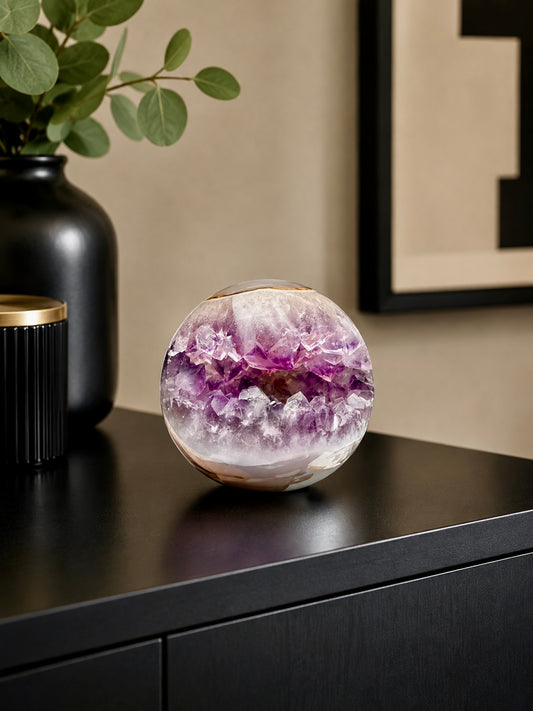 Amethyst Kugel 7.6 cm – 570 g | Zartes Lila & funkelnde Kristalle