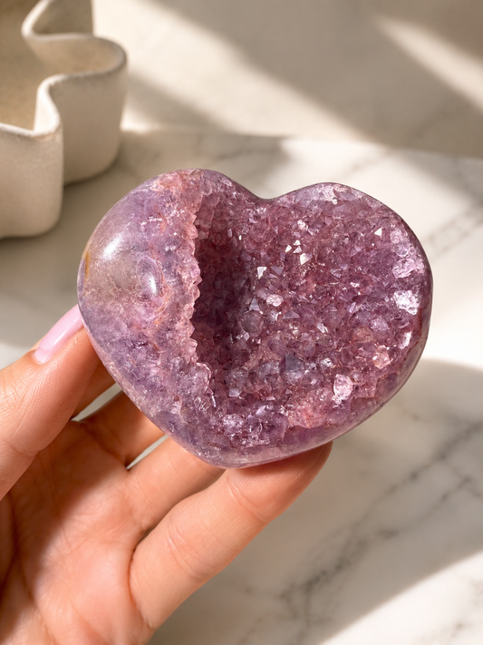 Rainbow Amethyst Herzen aus Uruguay – Gold, Rosa, Pink & Violett