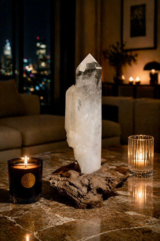 Grosse Bergkristall Doppelspitze, klar und kraftvoll, 39.5 cm Naturkristall