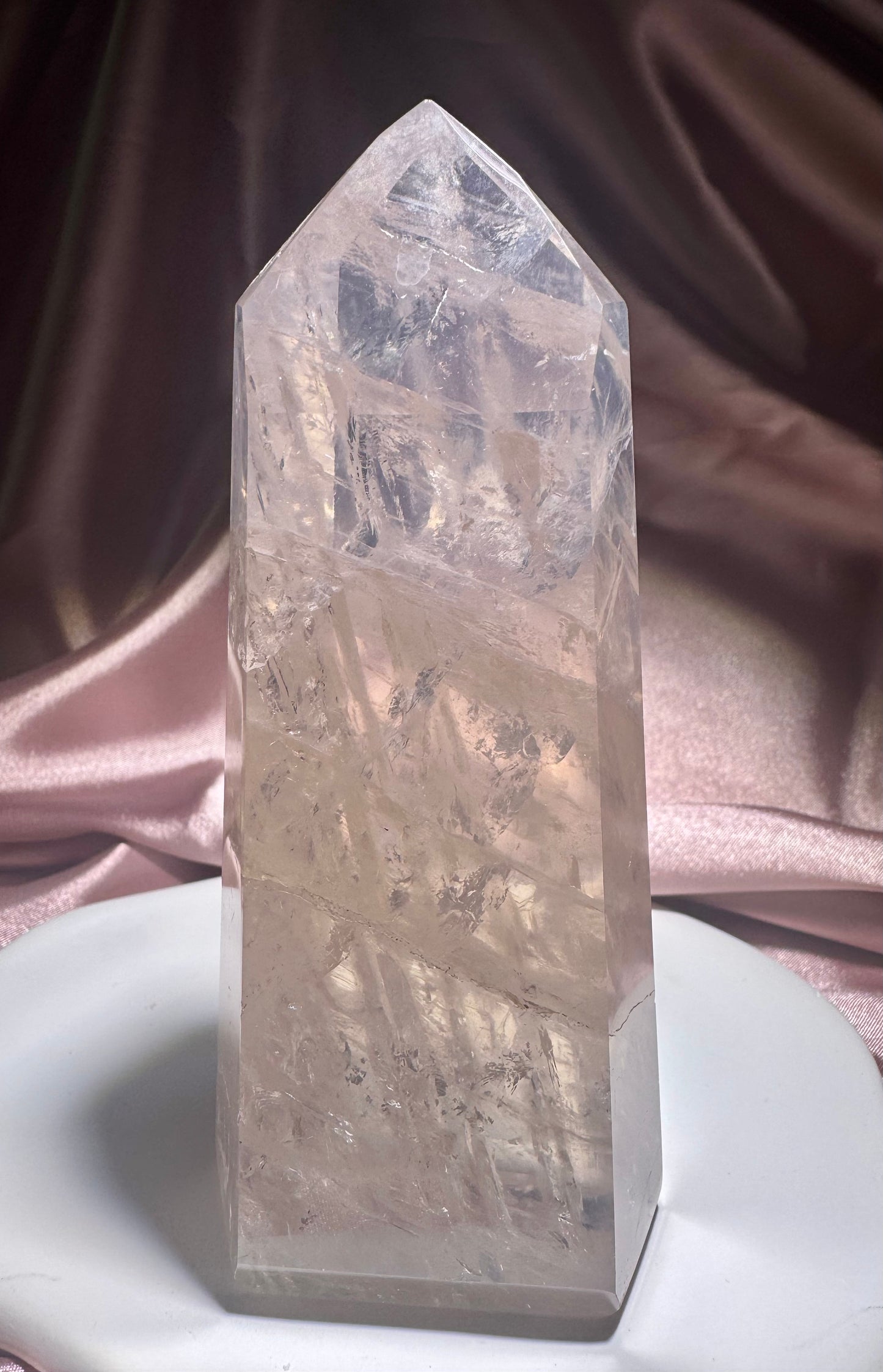 Hochwertige Rosenquarz Spitze 12,5 cm zartrosa