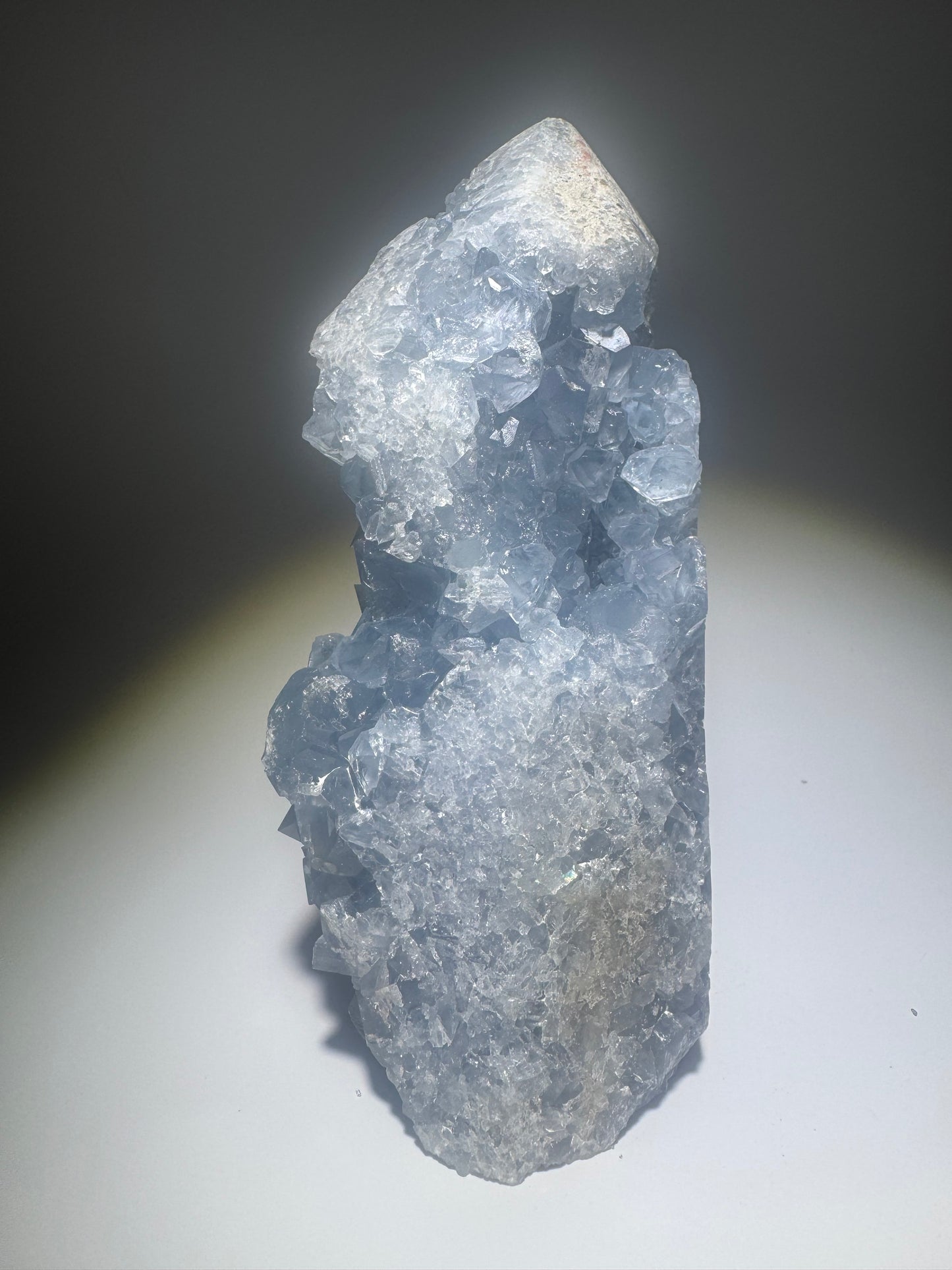 Himmelblaue Celestin-Stufe 14,2 cm mit klaren Spitzen aus Madagaskar – 1,19 kg