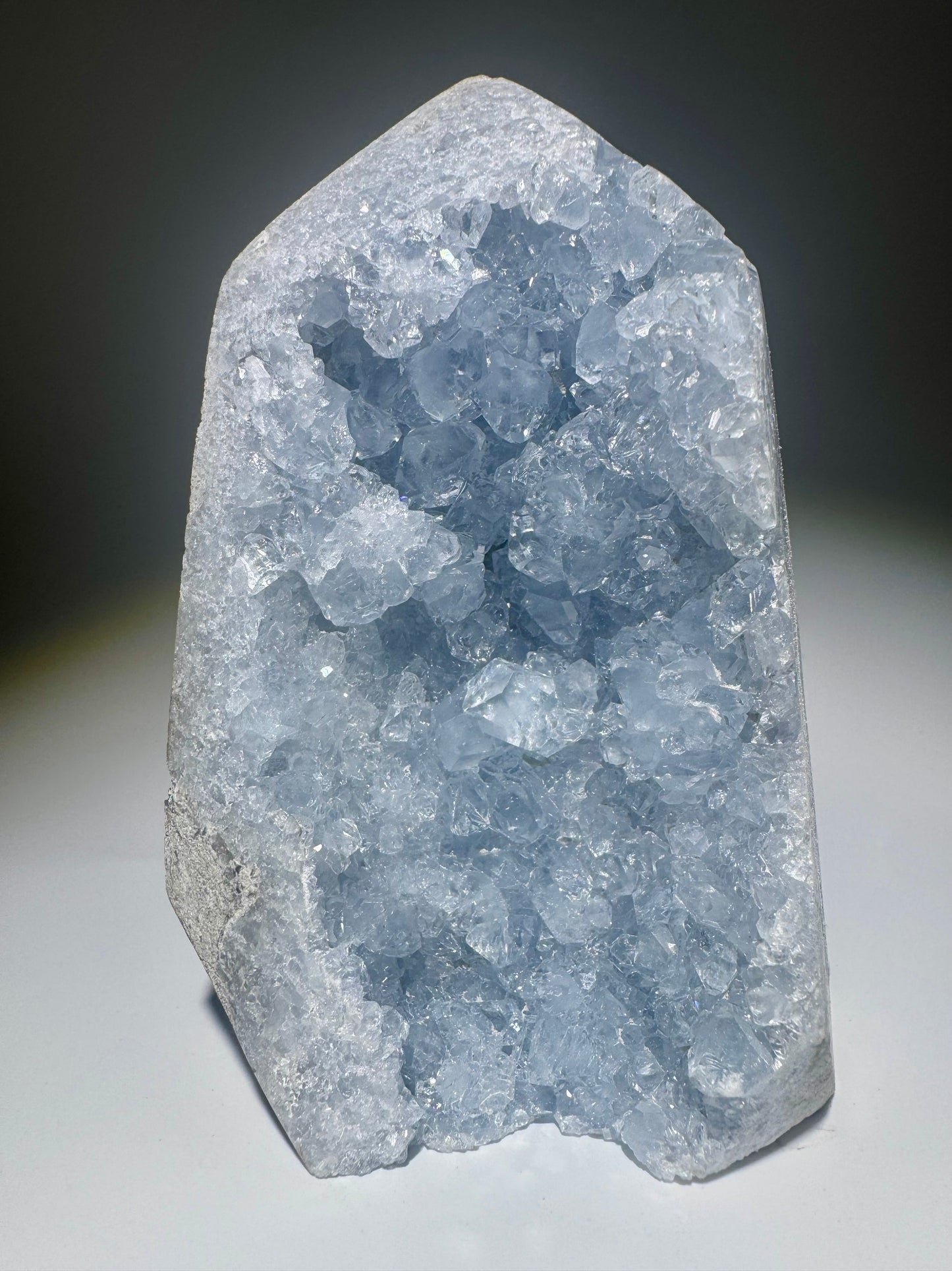 Celestin Spitze 12 cm – extra klare Kristalle in Premiumqualität aus Madagaskar