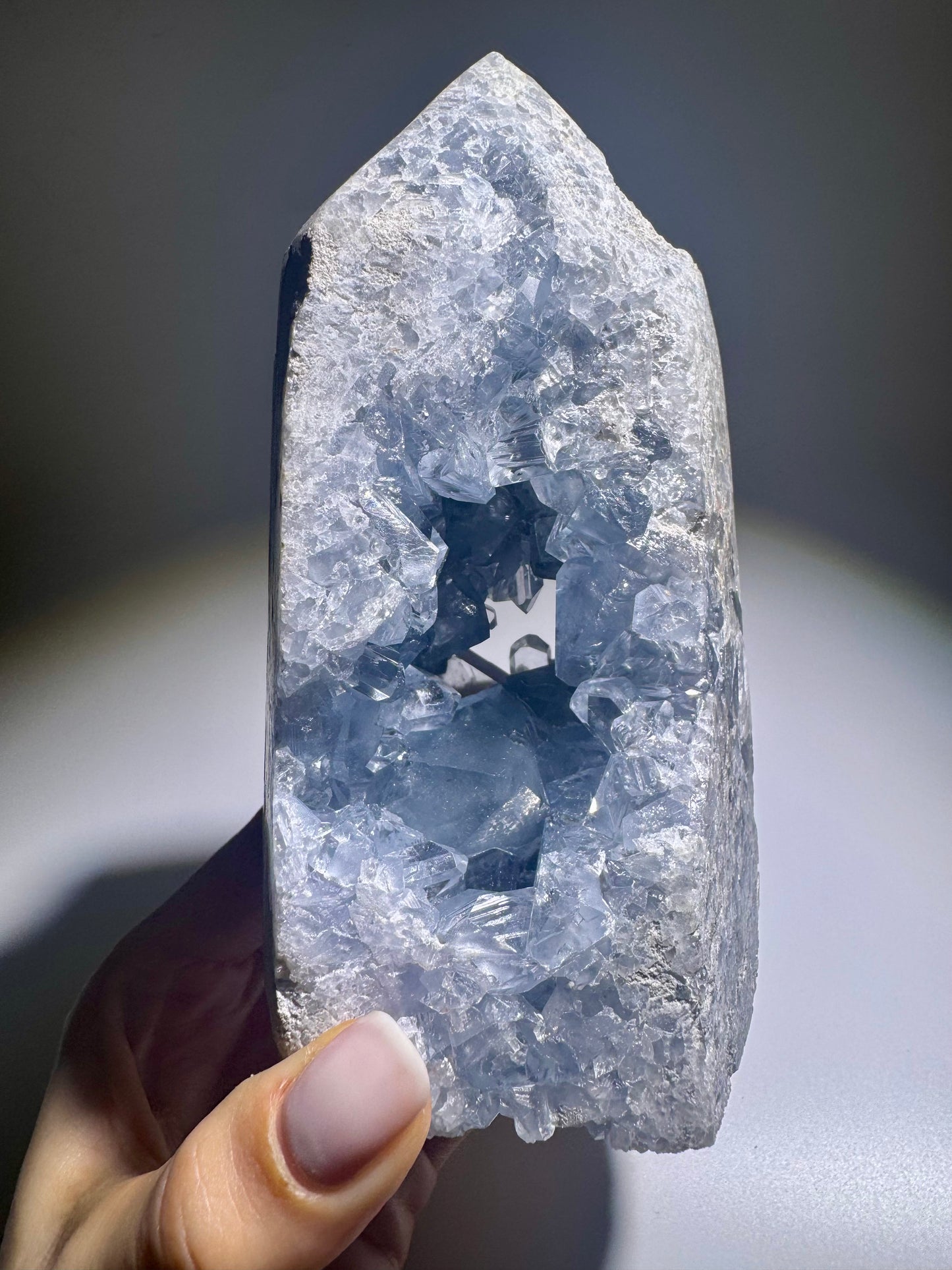 Himmlisch klare Celestin Kristallspitze 13 cm – Premium Edelstein aus Madagaskar