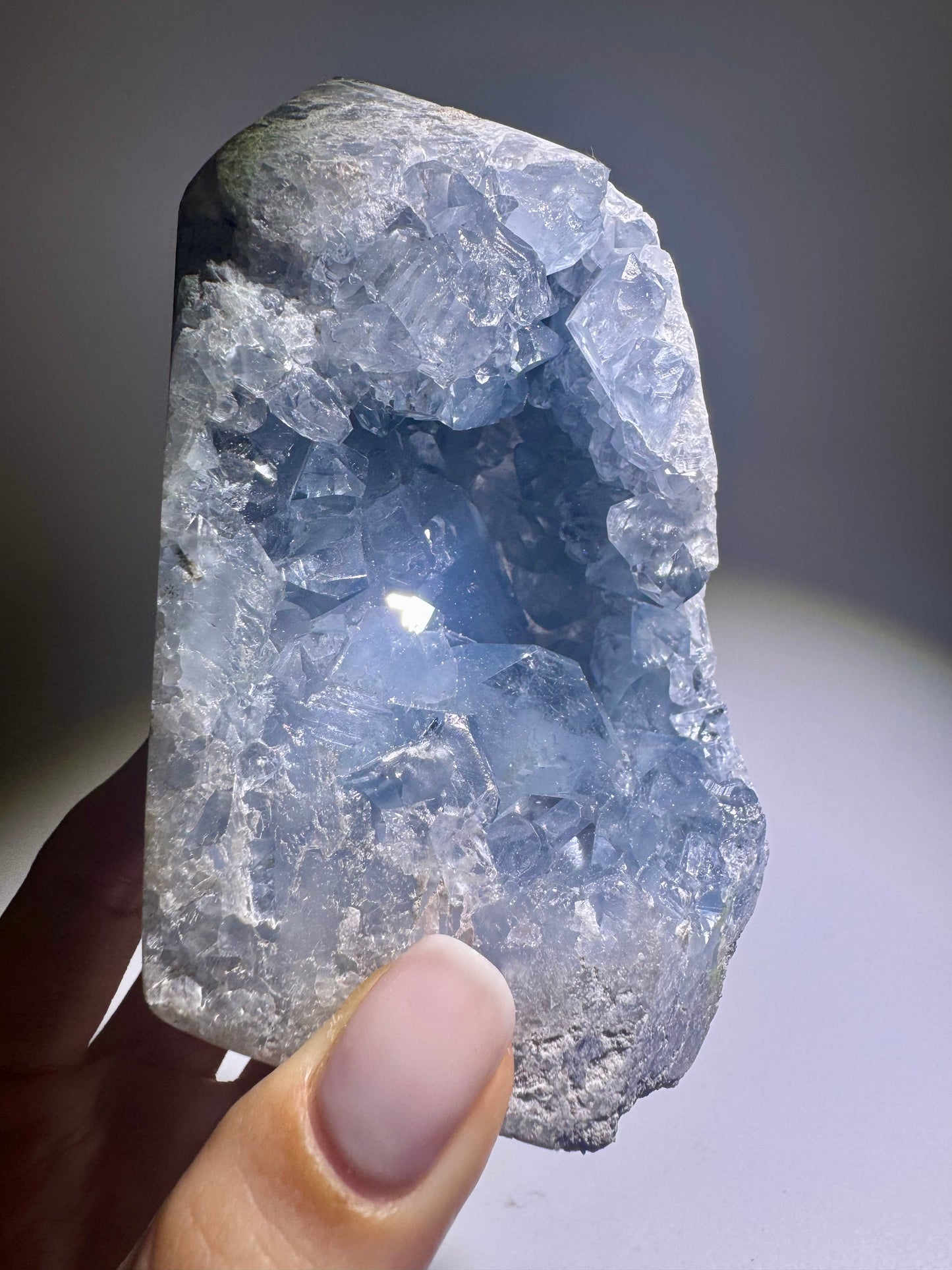 Hellblaue Celestin Kristallspitze 11 cm – Edelstein in Premiumqualität aus Madagaskar