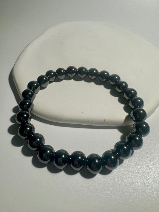 Hämatit Armband 19 cm – Schutz, Erdung & Fokus mit metallischem Glanz 🖤✨