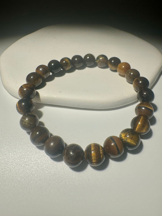 Tigerauge Armband 19 cm – Schutz & Stärke mit goldenem Edelstein aus der Natur 🐅💛