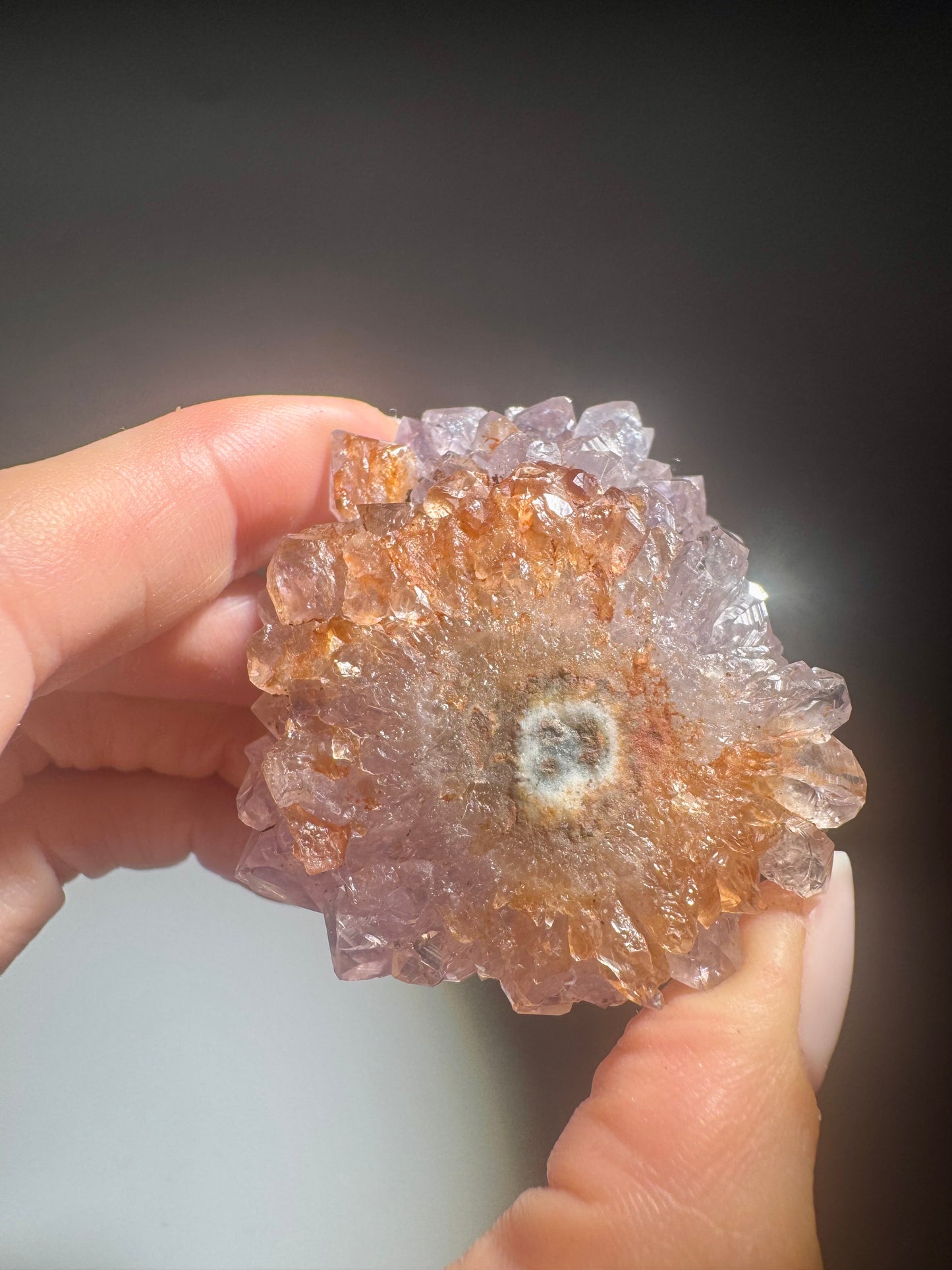 Amethystblüte 5 cm – kleine Stalaktit-Kristallblume mit funkelnden Spitzen aus Uruguay