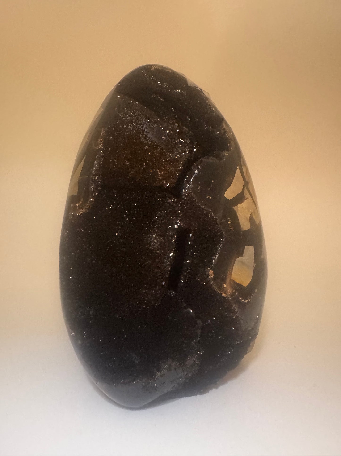 Septarien Drachenstein 12.3cm – Funkelnde Formation aus Madagaskar 🐉 Naturkristall mit Calcit & Aragonit