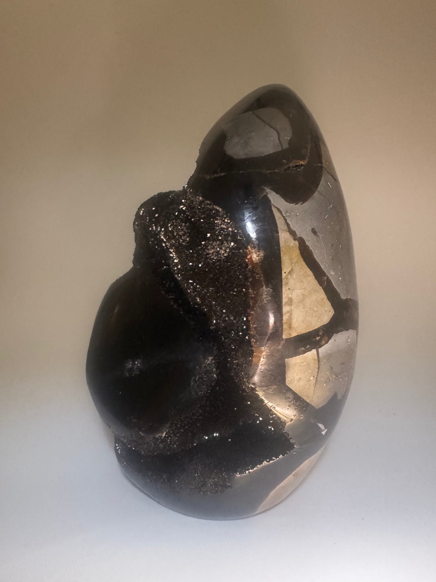 Septarien Drachenstein 13.4 cm – Funkelnde Formation aus Madagaskar 🐉 Naturkristall mit Calcit & Aragonit