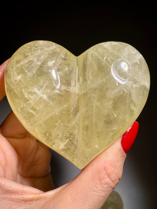 Citrin Herzen juicy – 6 bis 8.5 cm I Dreidimensionale Form