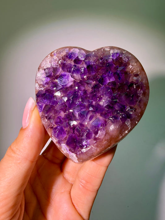 Premium Amethyst Herz 7 cm – 183 g | Kristallherz aus Uruguay