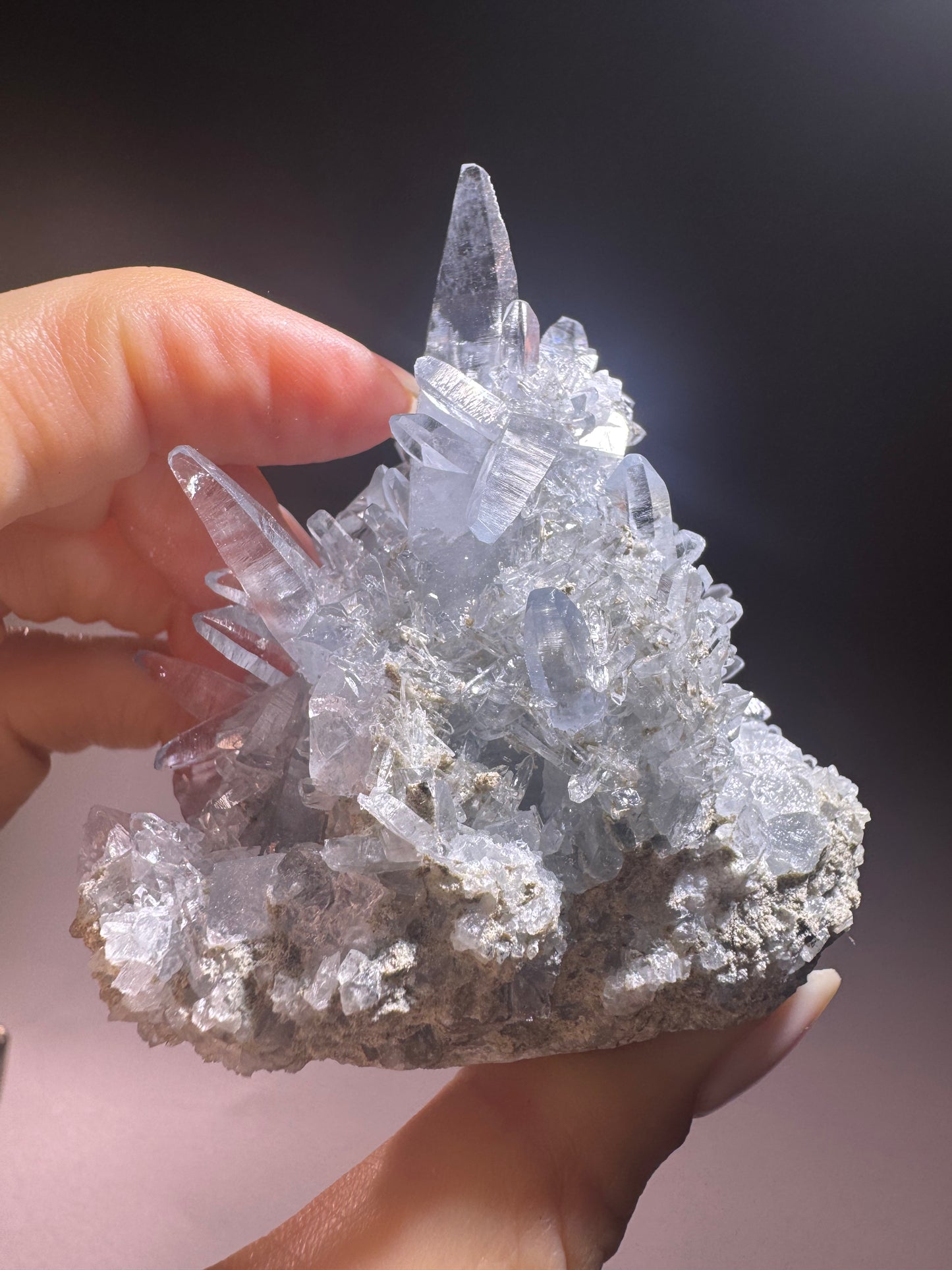 Celestin Stufe aus Madagaskar 💎 Klar & funkelnd – Kristall mit transparenten Spitzen ✨ Museumsqualität 6,5 cm