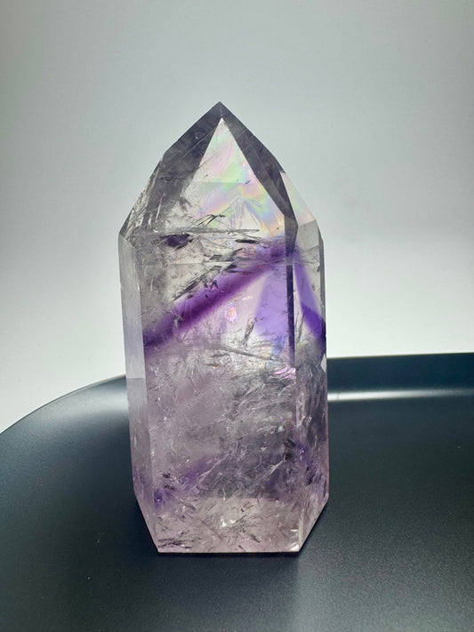 Phantom Amethyst mit Regenbogen (ultra klar) 💜 - 7.8cm, 118g