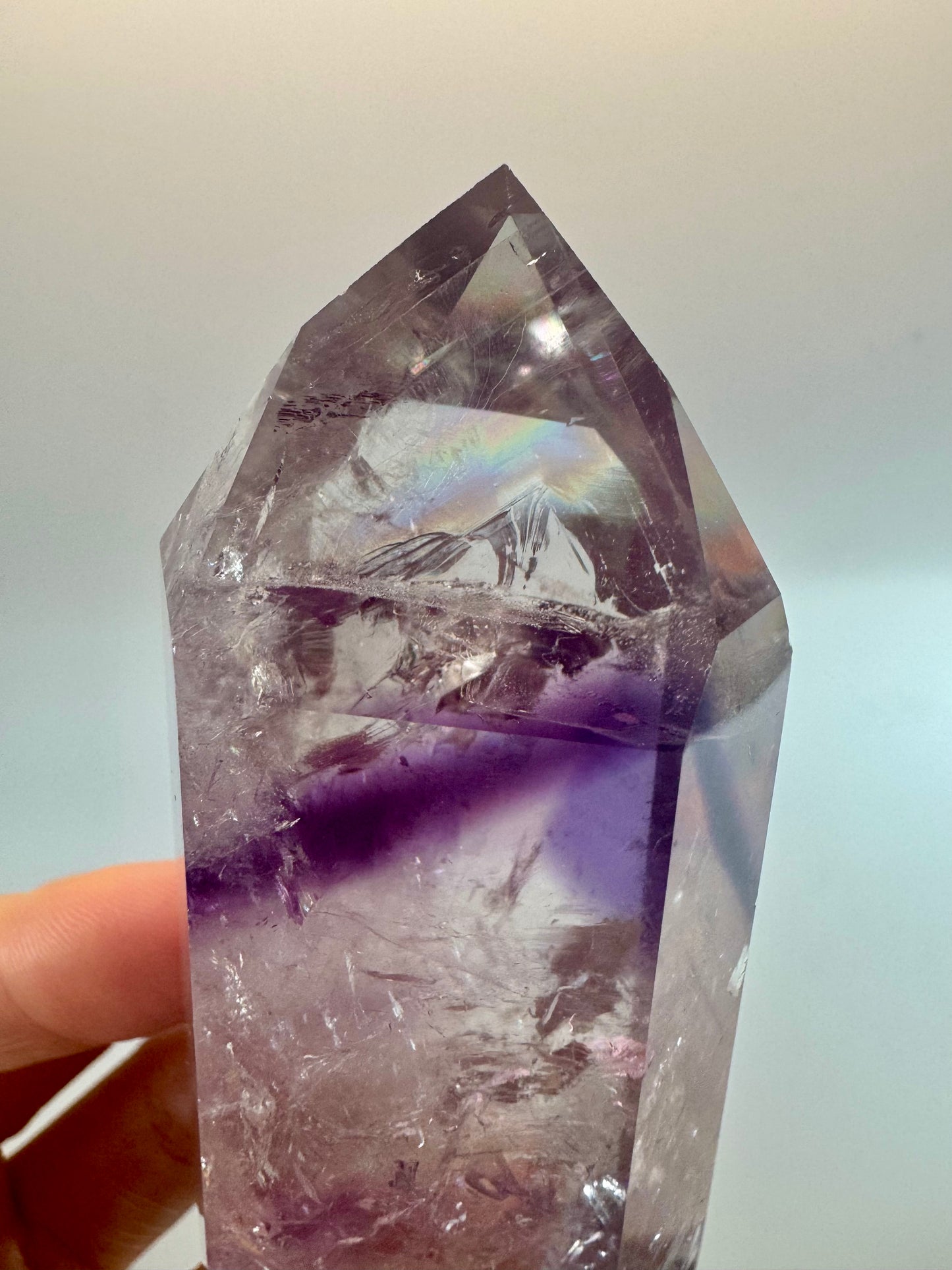 Phantom Amethyst mit Regenbogen (ultra klar) 💜 - 7.8cm, 118g