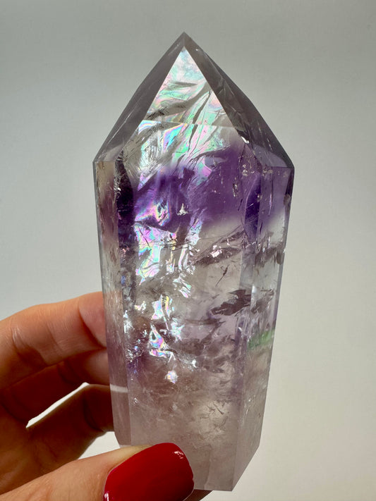 Phantom Amethyst mit Riesenregenbogen (ultra klar) 💜 - 8.9cm, 162g